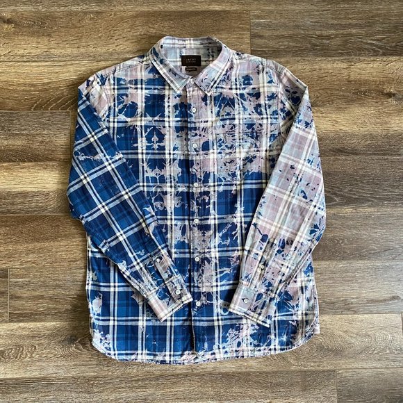 Jachs Classic Fit Plaid with Splatter Print Shirt - Picture 2 of 6